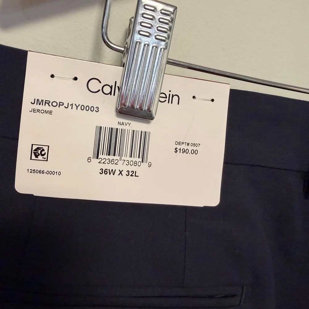 Calvin Klein Navy Slim Fit Men’s Dress Pants Jerome 36W x 32L NEW NWT MSRP: $190